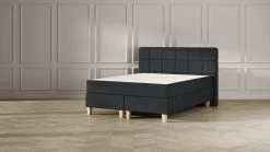 Boxspring Emma Deluxe Elegant Vlak Met Gestoffeerd Matras En Poot Naturel