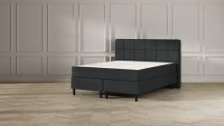 Boxspring Emma Deluxe Elegant Vlak Met Gestoffeerd Matras En Poot Zwart