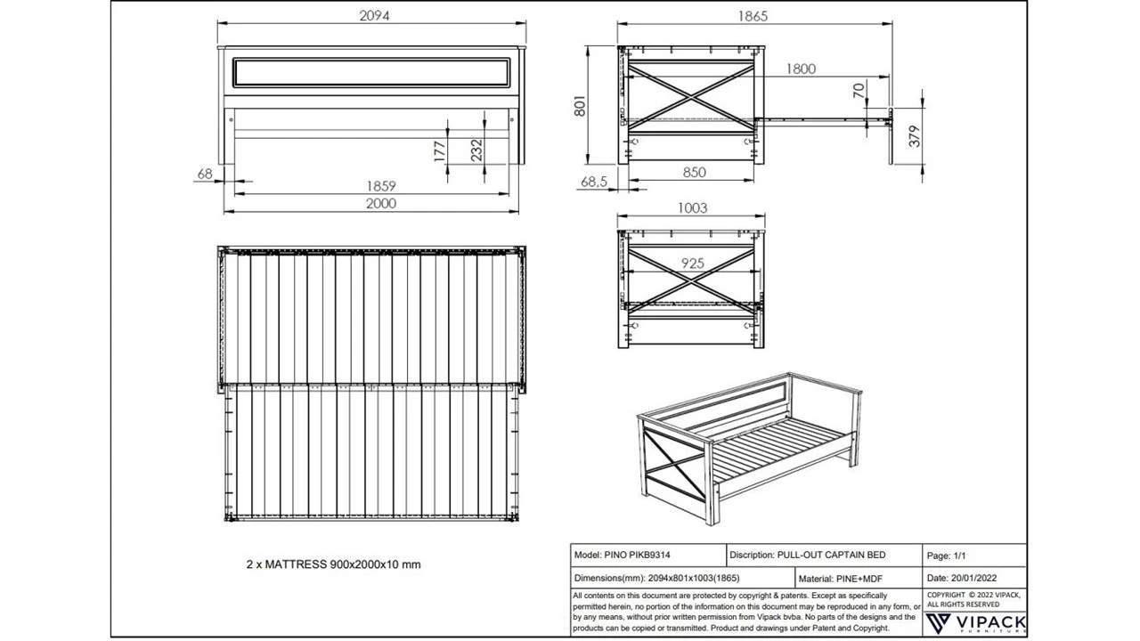 Kajuitbed Uitschuifbaar Pino - Afbeelding 6