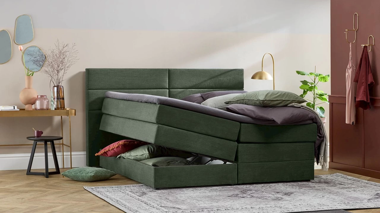 Opbergboxspring Pearl Vlak Met Gestoffeerd Matras